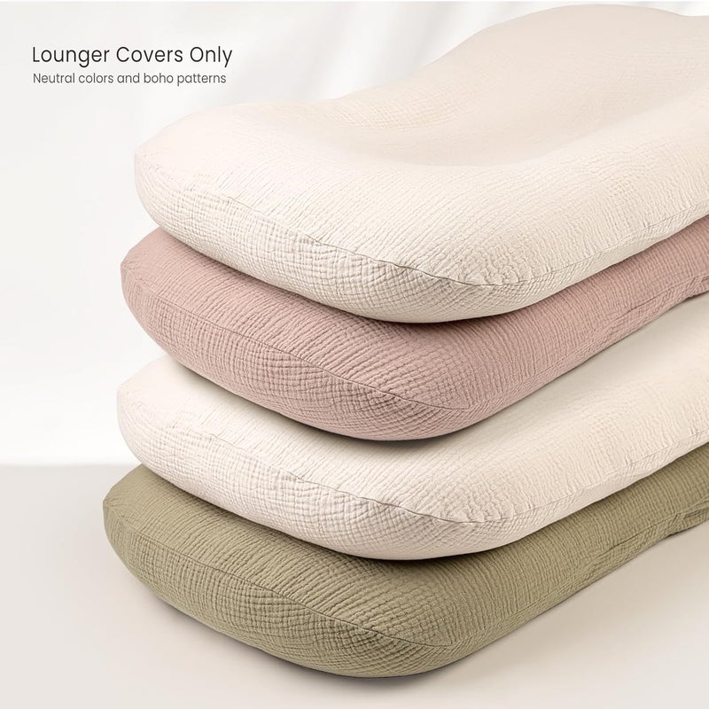 Termichy Baby Lounger Cover Muslin: Soft Cotton Slipcover for Snuggle Me Lounger - Removable & Machine Washable for Daily Use - Zipper-Free & Skin-Friendly for Newborn Girls and Boys - Image 4